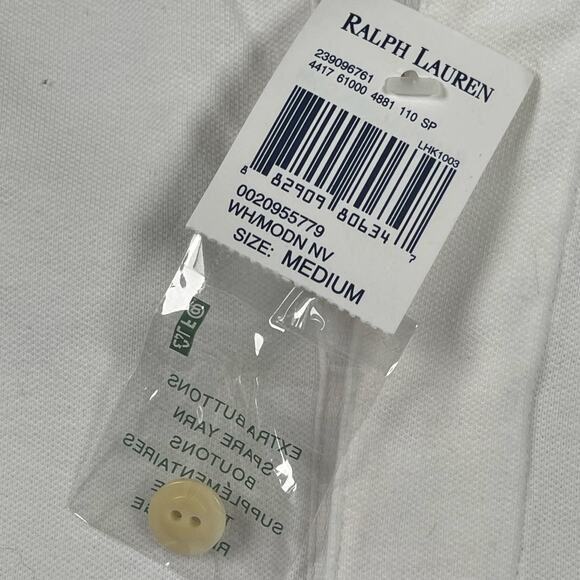 Ralph Lauren Jeans Company Top Womens Medium White Navy Monogram Polo 3/4 Sleeve - Picture 13 of 14